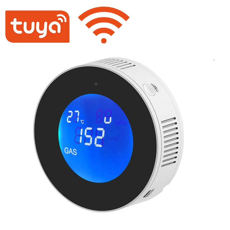 Tuya Wifi Smart Natural Gas Alarm Sensor With temperature function Combustible Gas Leak Detector LCD Display Smart Life App